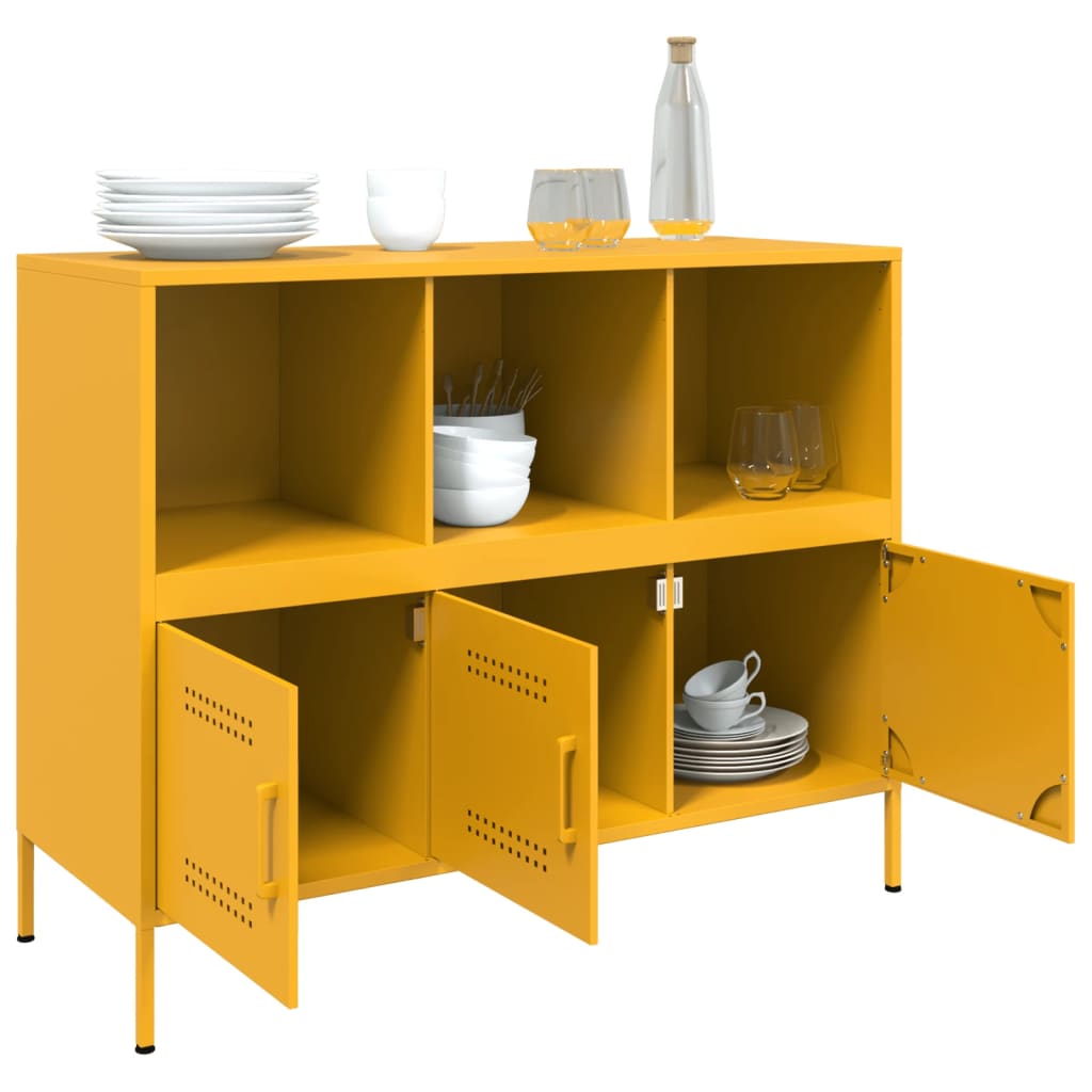 Image Buffet jaune moutarde 100,5x39x79 cm acier laminé à froid | Xios Store SNC vidaXL Xios Store SNC