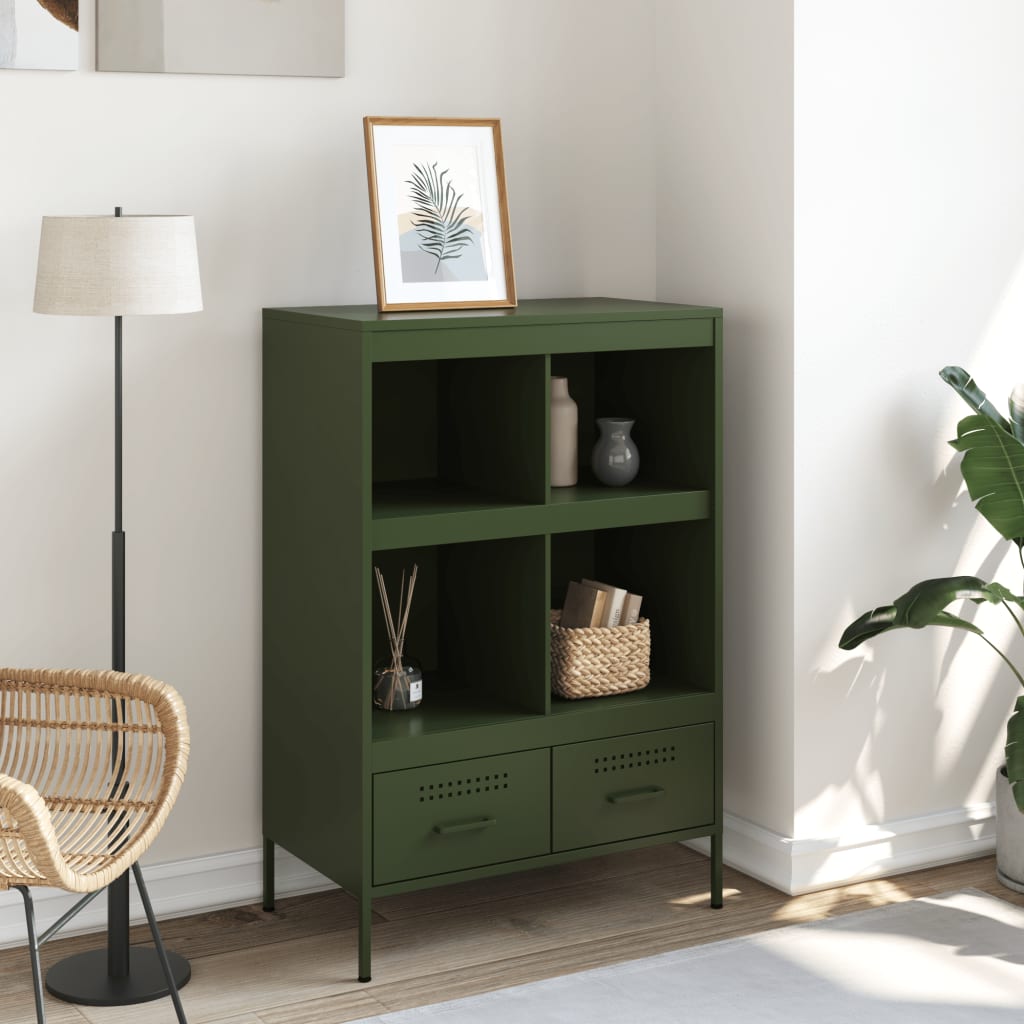 Buffet haut vert olive 68x39x101,5 cm acier laminé à froid, Xios Store SNC