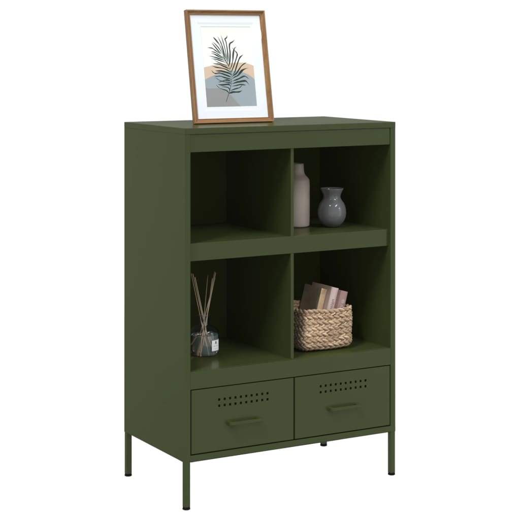 Buffet haut vert olive 68x39x101,5 cm acier laminé à froid, Xios Store SNC