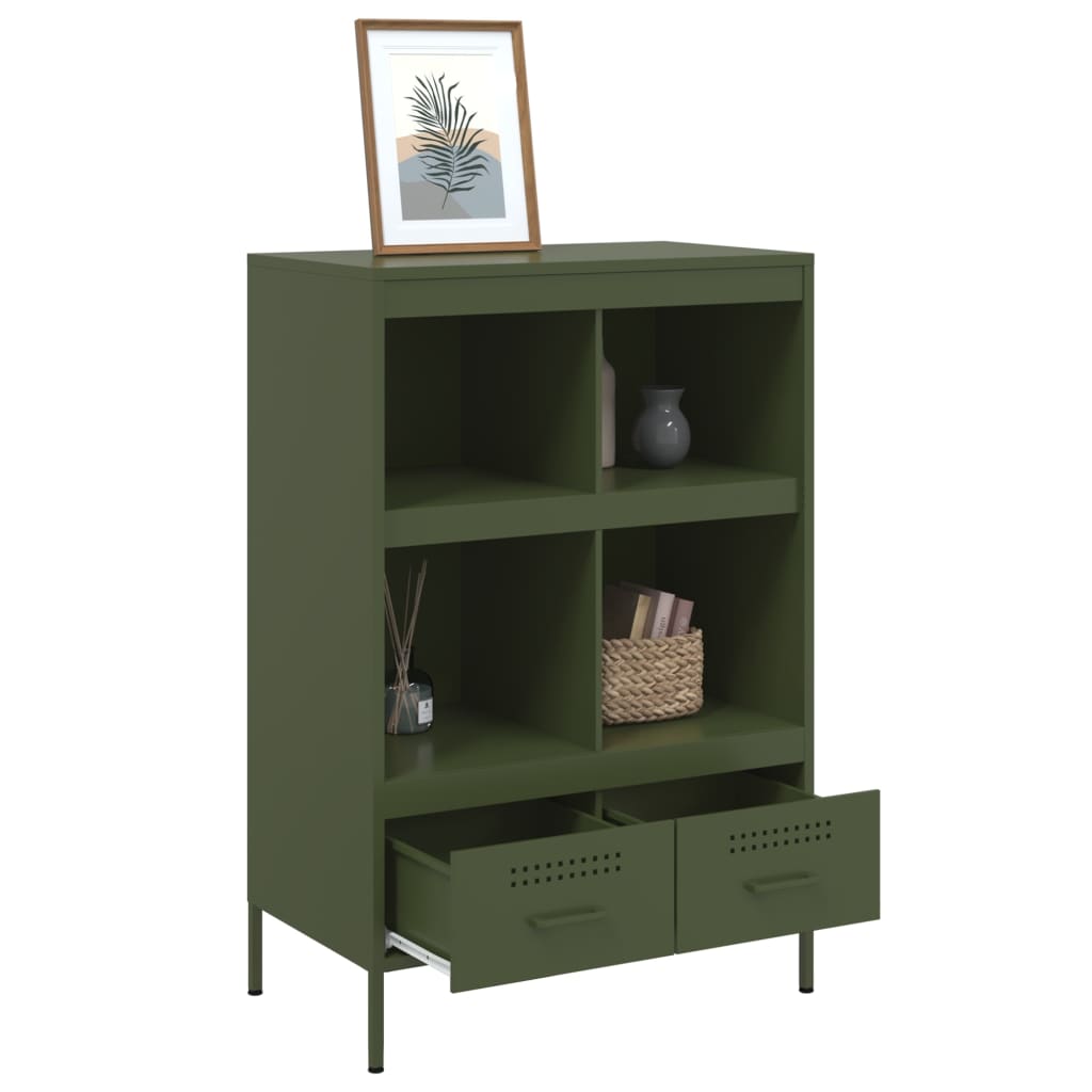 Buffet haut vert olive 68x39x101,5 cm acier laminé à froid, Xios Store SNC