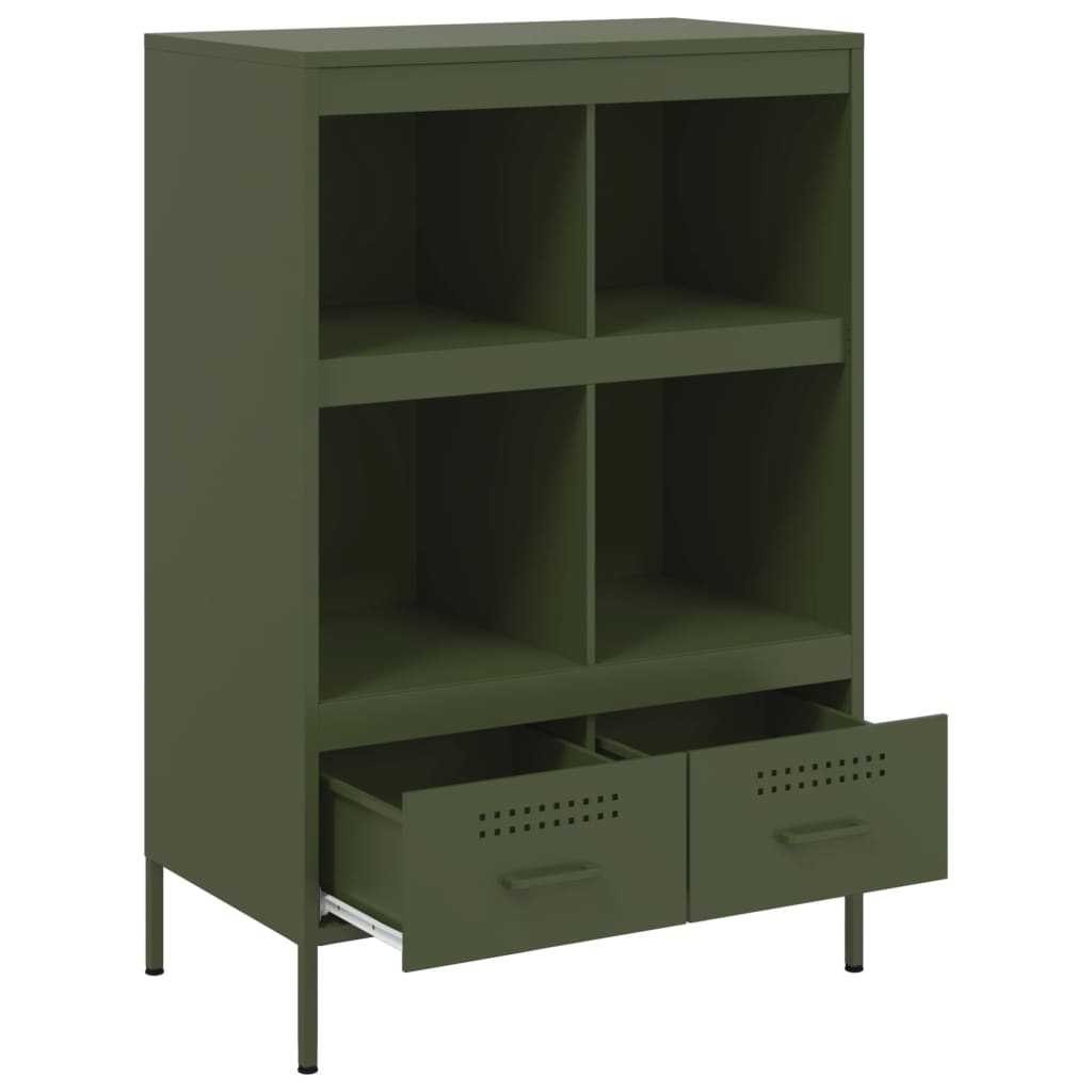 Buffet haut vert olive 68x39x101,5 cm acier laminé à froid, Xios Store SNC