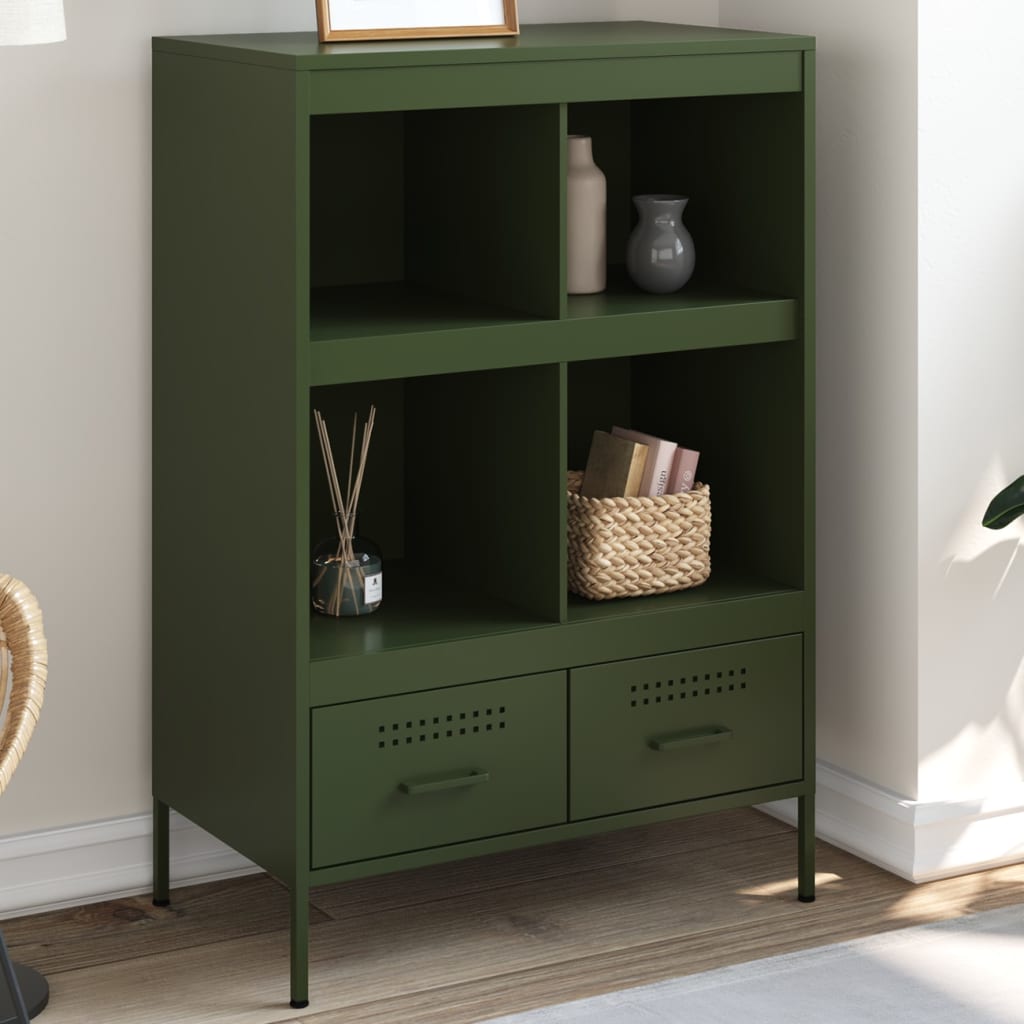 Buffet haut vert olive 68x39x101,5 cm acier laminé à froid, Xios Store SNC