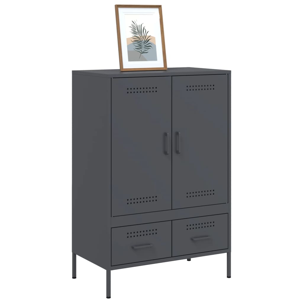 Buffet haut anthracite 68x39x101,5 cm acier laminé à froid, Xios Store SNC