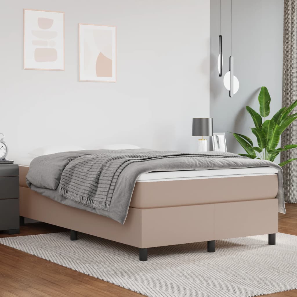 Sommier à lattes de lit matelas cappuccino 120x190cm similicuir Lits & cadres de lit vidaXL