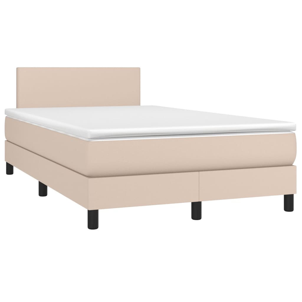 Sommier à lattes de lit matelas cappuccino 120x190cm similicuir Lits & cadres de lit vidaXL