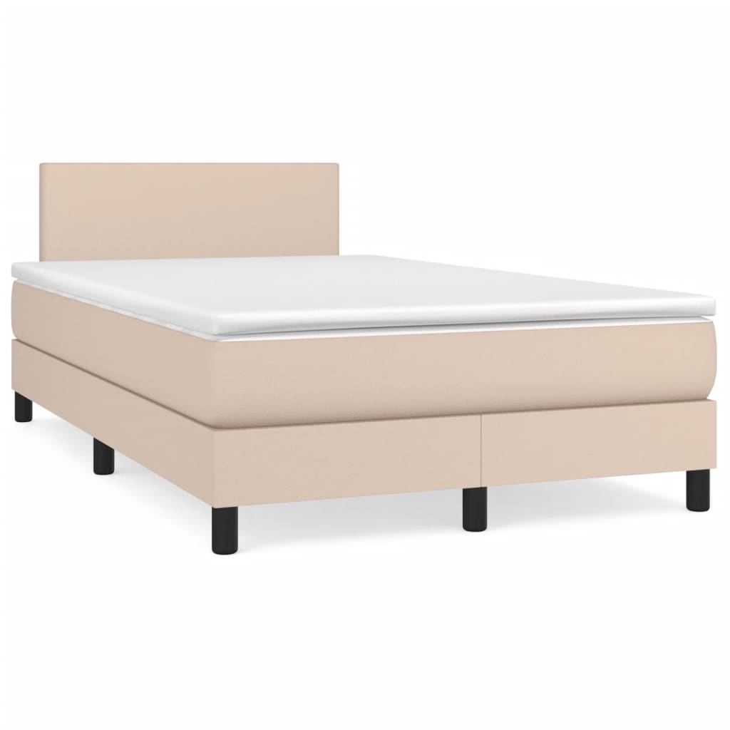 Sommier à lattes de lit matelas cappuccino 120x190cm similicuir Lits & cadres de lit vidaXL