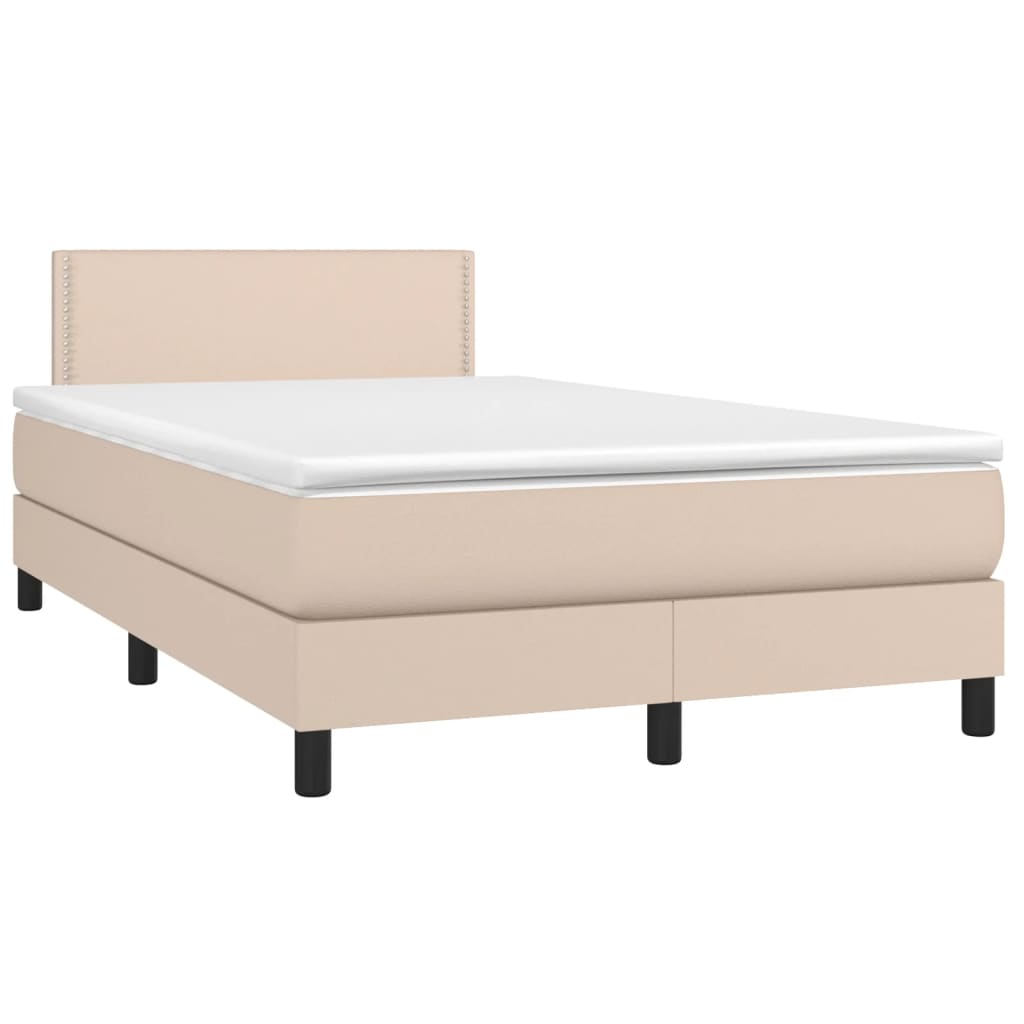 Sommier à lattes de lit matelas cappuccino 120x190cm similicuir Lits & cadres de lit vidaXL