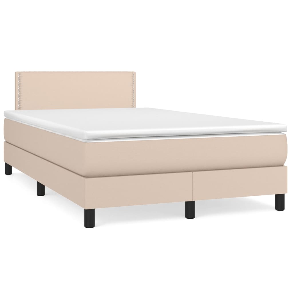 Sommier à lattes de lit matelas cappuccino 120x190cm similicuir Lits & cadres de lit vidaXL