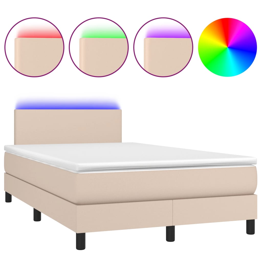 Sommier à lattes de lit avec matelas LED cappuccino 120x190 cm Lits & cadres de lit vidaXL