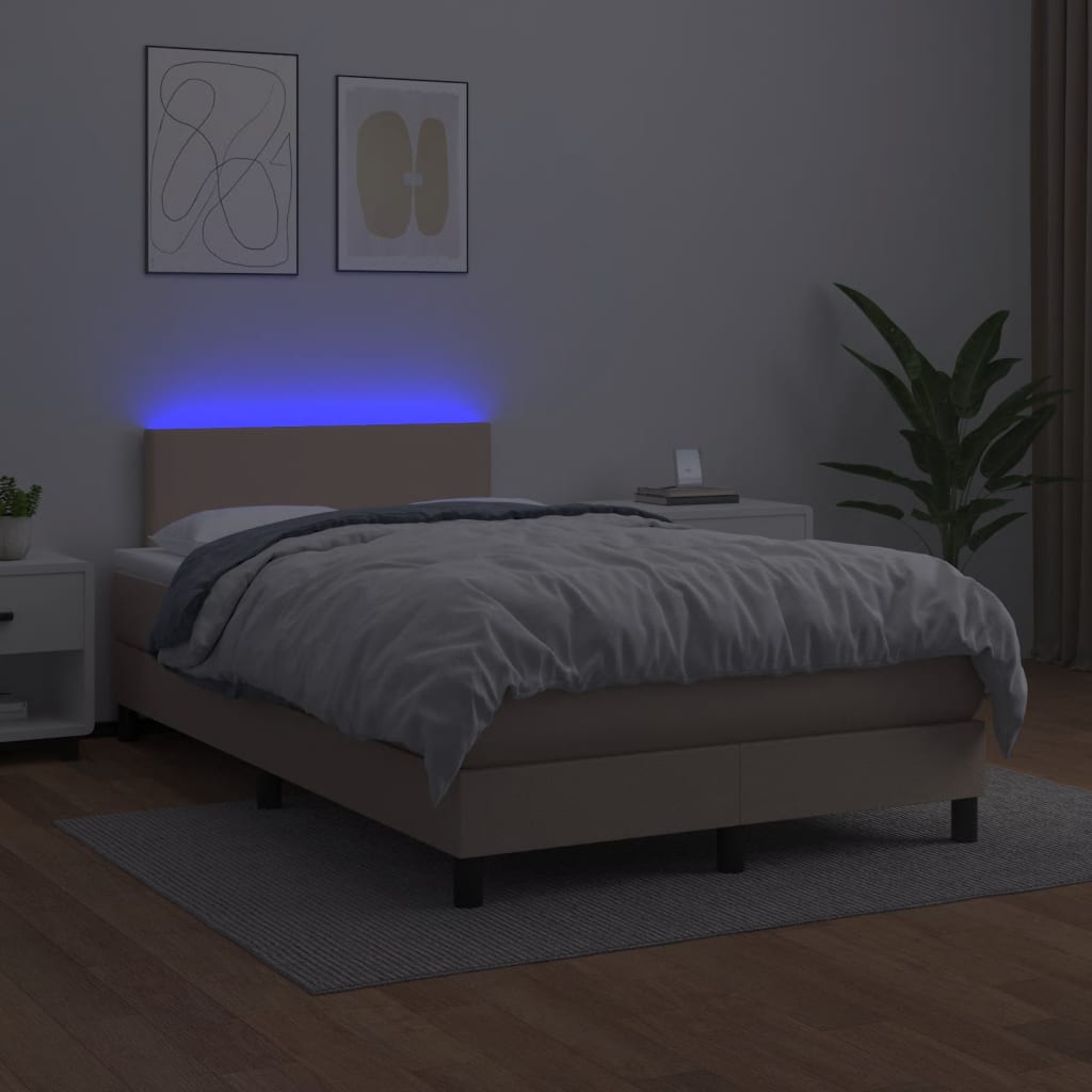 Sommier à lattes de lit avec matelas LED cappuccino 120x190 cm Lits & cadres de lit vidaXL