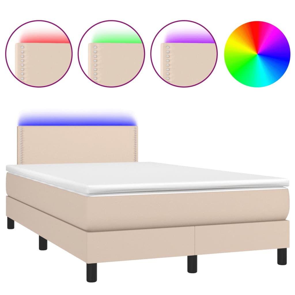 Sommier à lattes de lit avec matelas LED cappuccino 120x190 cm Lits & cadres de lit vidaXL