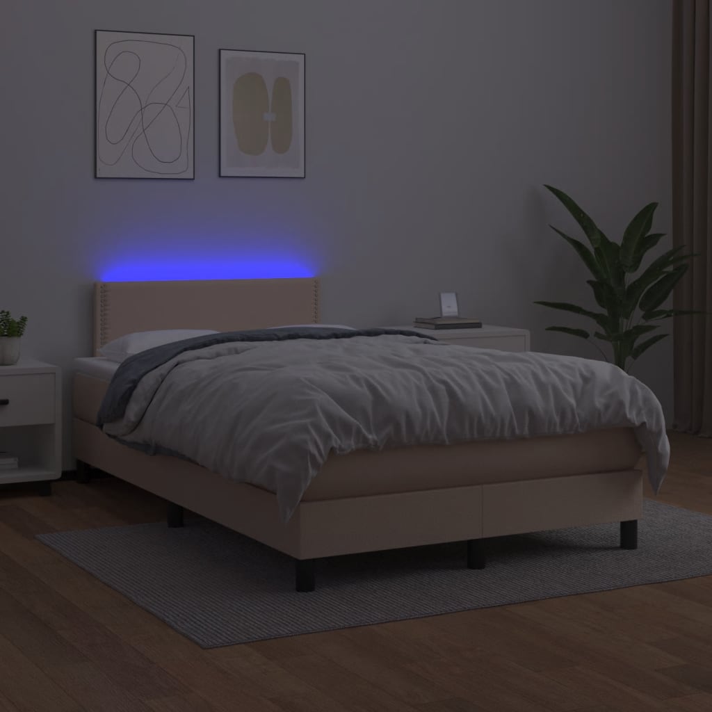 Sommier à lattes de lit avec matelas LED cappuccino 120x190 cm Lits & cadres de lit vidaXL