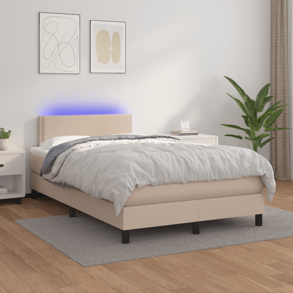 Sommier à lattes de lit avec matelas LED cappuccino 120x190 cm Lits & cadres de lit vidaXL