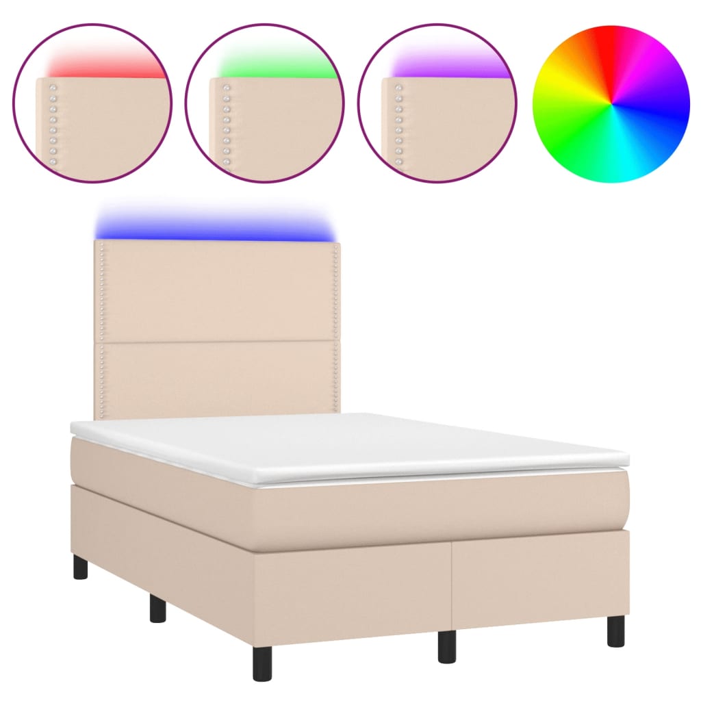 Sommier à lattes de lit avec matelas LED cappuccino 120x190 cm Lits & cadres de lit vidaXL