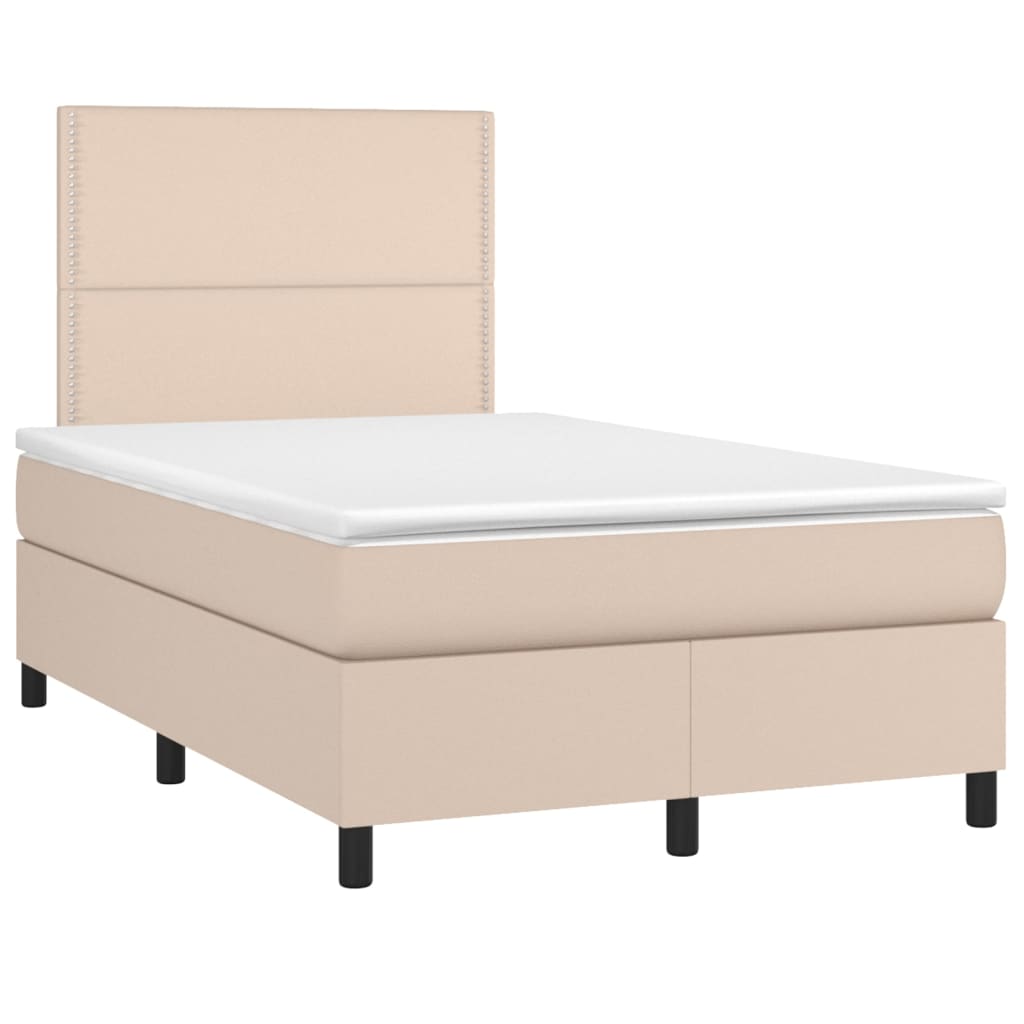 Sommier à lattes de lit avec matelas LED cappuccino 120x190 cm Lits & cadres de lit vidaXL