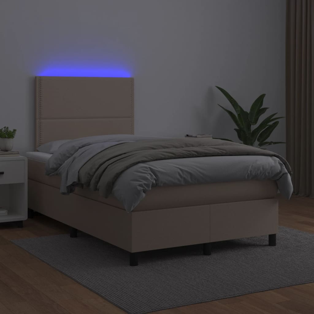 Sommier à lattes de lit avec matelas LED cappuccino 120x190 cm Lits & cadres de lit vidaXL