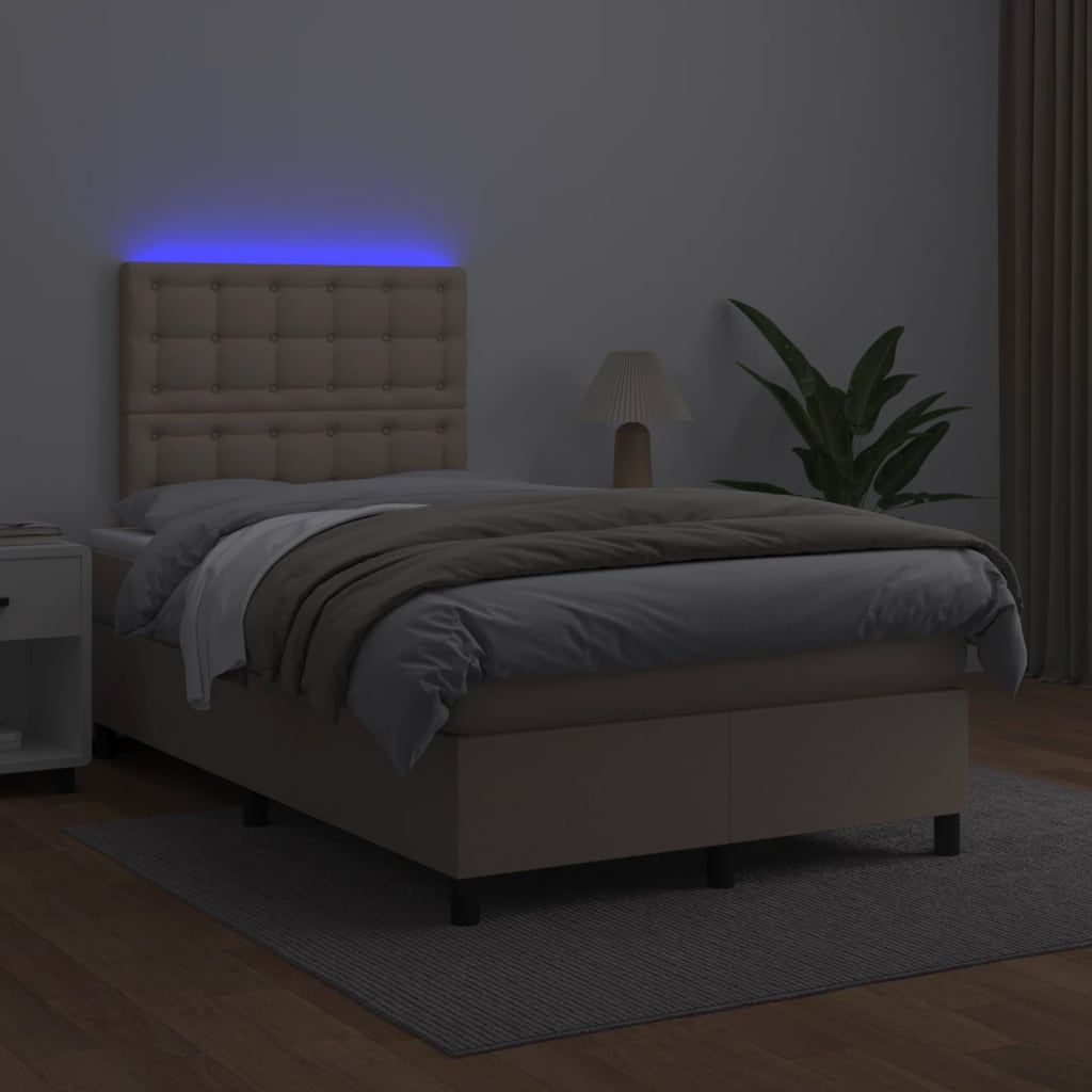 Sommier à lattes de lit avec matelas LED cappuccino 120x190 cm Lits & cadres de lit vidaXL   