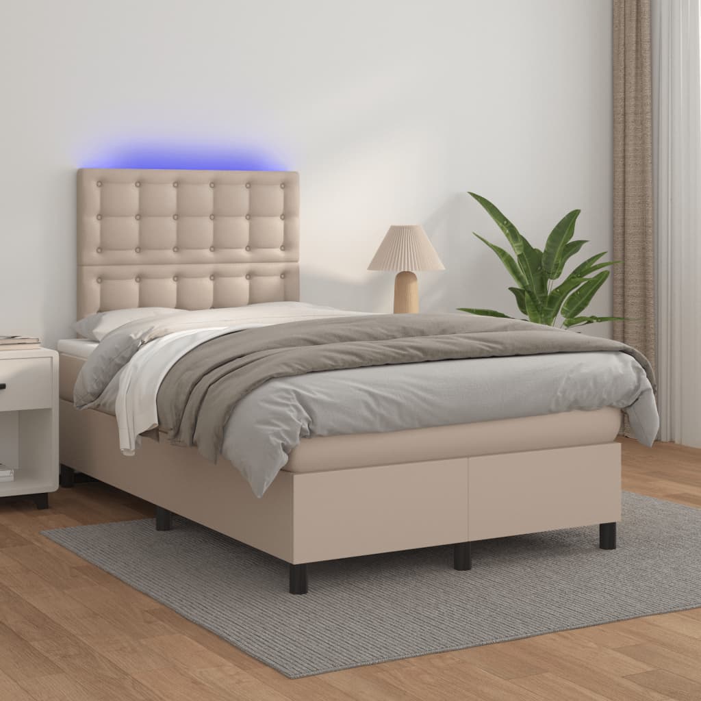 Sommier à lattes de lit avec matelas LED cappuccino 120x190 cm Lits & cadres de lit vidaXL   