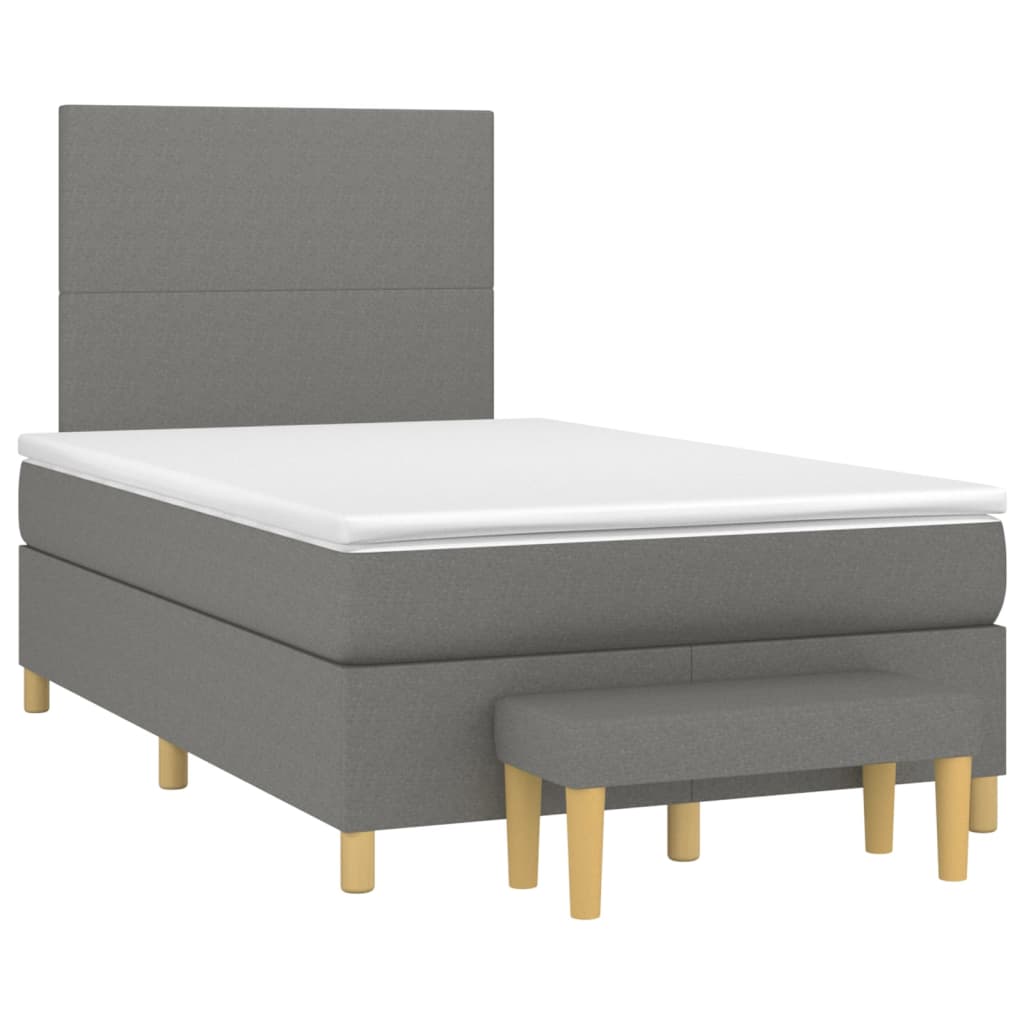 Sommier à lattes de lit avec matelas gris foncé 120x190cm tissu Lits & cadres de lit vidaXL   