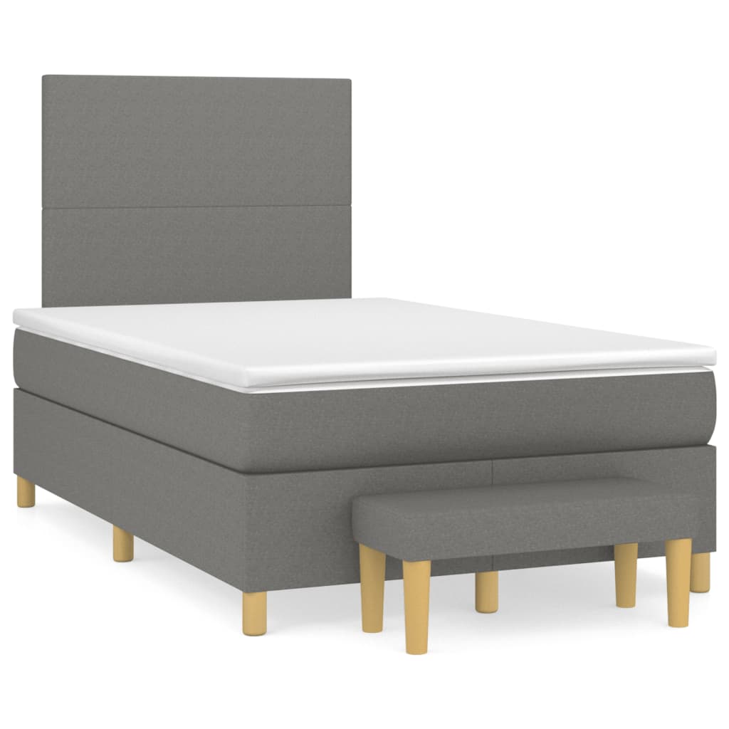 Sommier à lattes de lit avec matelas gris foncé 120x190cm tissu Lits & cadres de lit vidaXL   