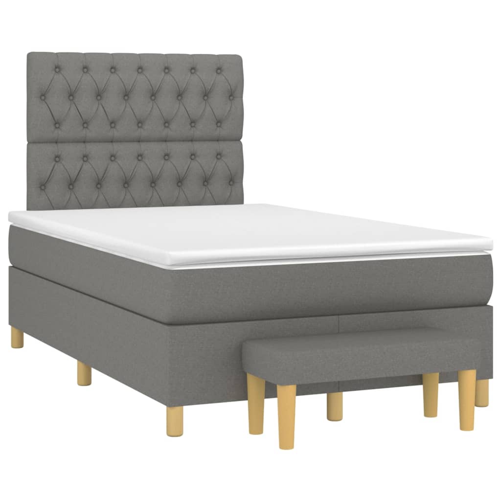 Sommier à lattes de lit avec matelas gris foncé 120x190cm tissu Lits & cadres de lit vidaXL   