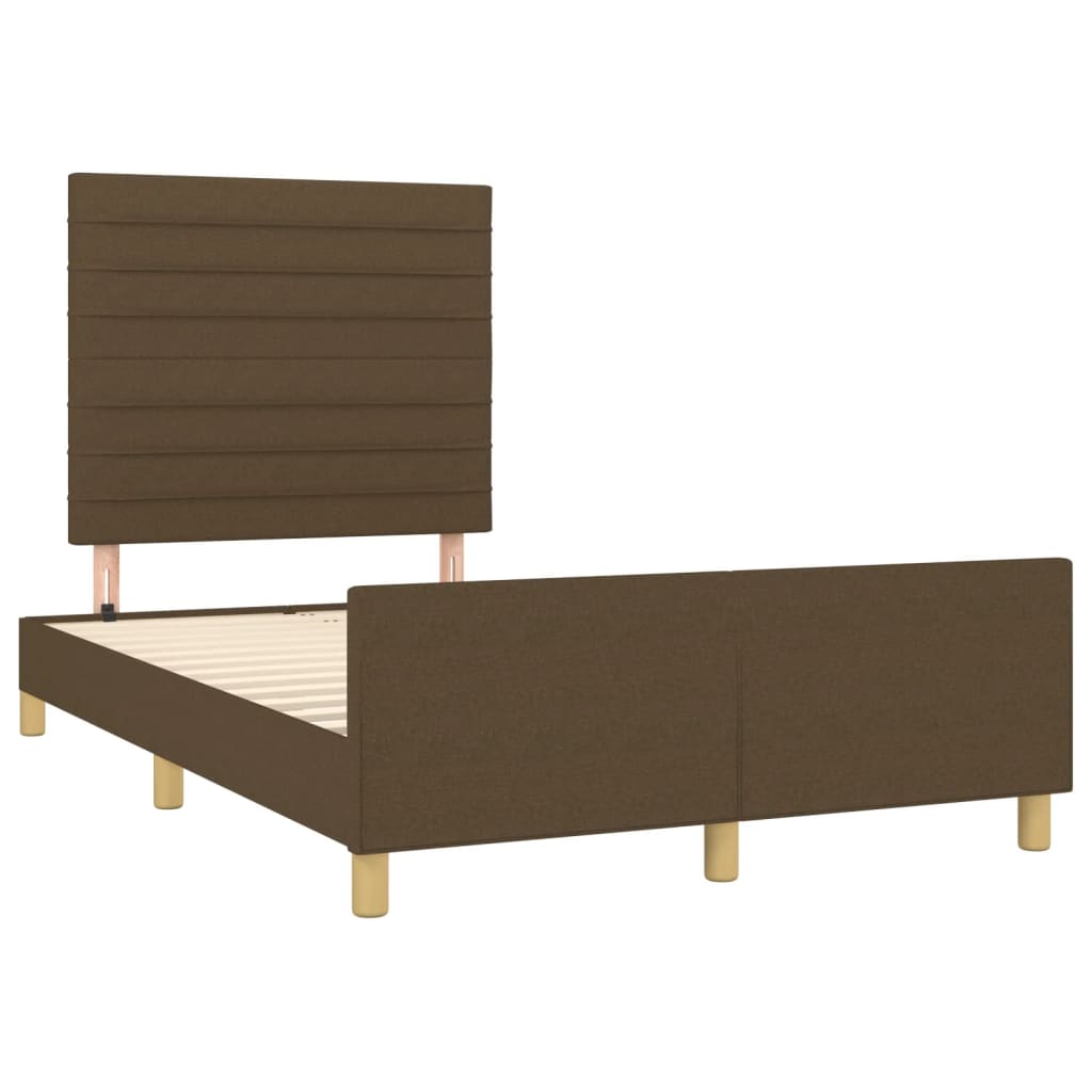 Cadre de lit avec tête de lit marron foncé 120x190 cm tissu Lits & cadres de lit vidaXL   