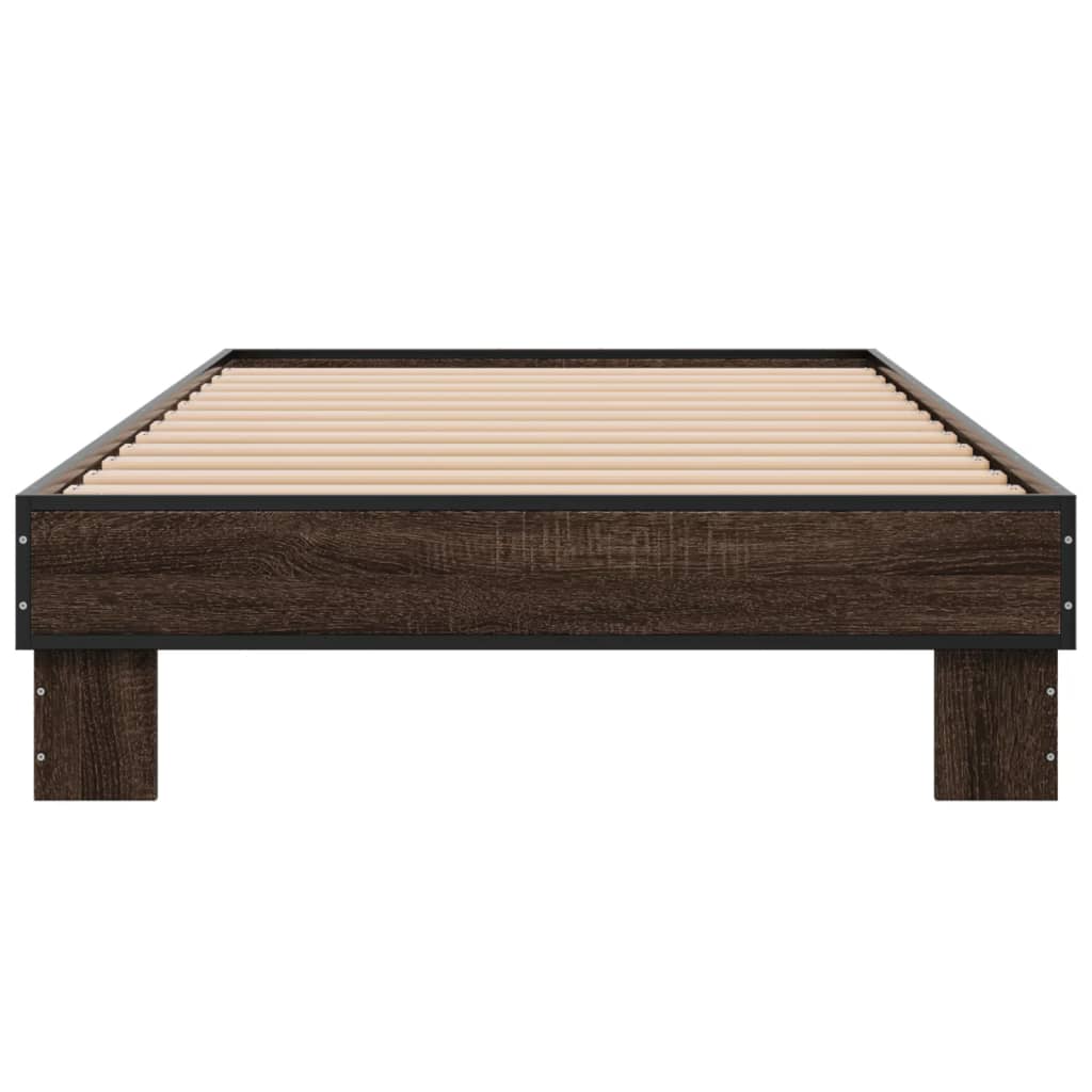 Cadre de lit chêne marron 90x200 cm bois d'ingénierie et métal Lits & cadres de lit vidaXL   