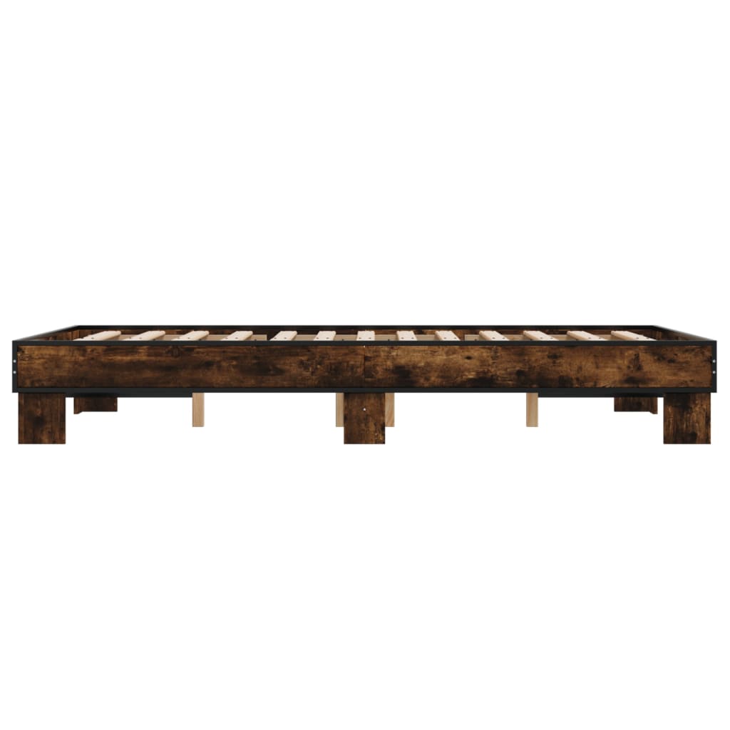 Cadre de lit chêne marron 140x190 cm bois d'ingénierie et métal Lits & cadres de lit vidaXL   