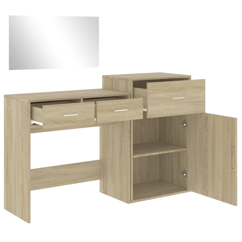 Ensemble de coiffeuse 3 pcs chêne sonoma bois d'ingénierie - Xios Store SNC