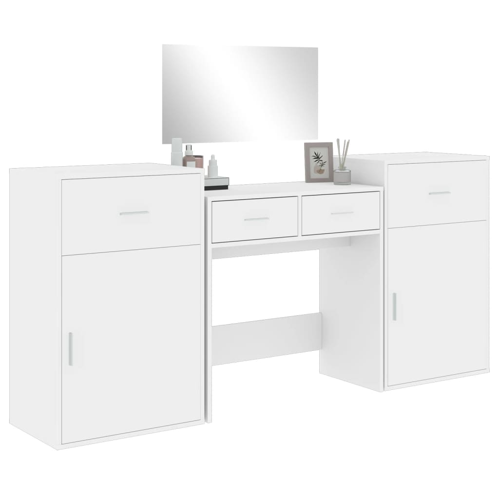 Ensemble de coiffeuse 4 pcs blanc bois d'ingénierie - Xios Store SNC