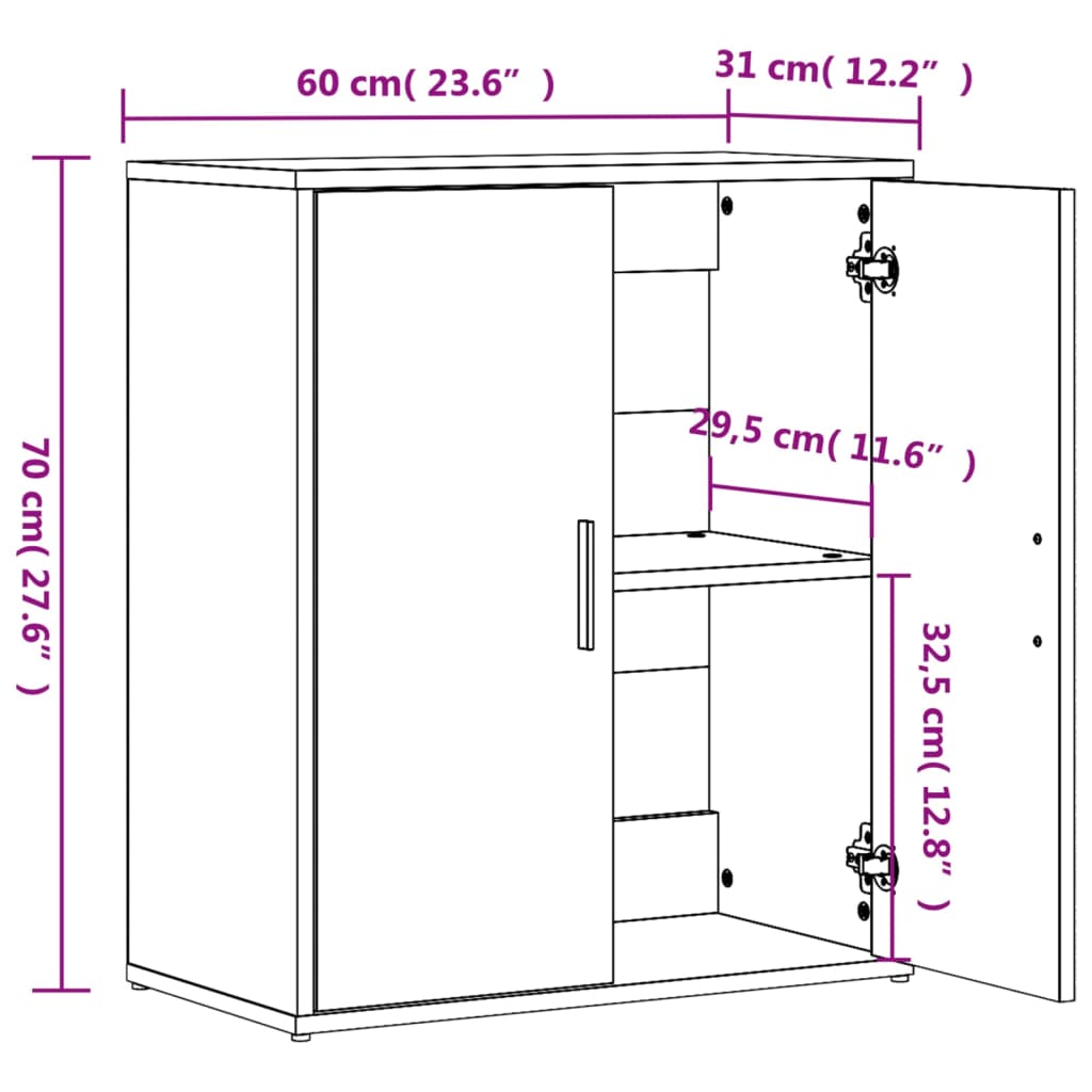 Image Buffets 2 pcs sonoma gris 60x31x70 cm bois d'ingénierie | Xios Store SNC vidaXL Xios Store SNC