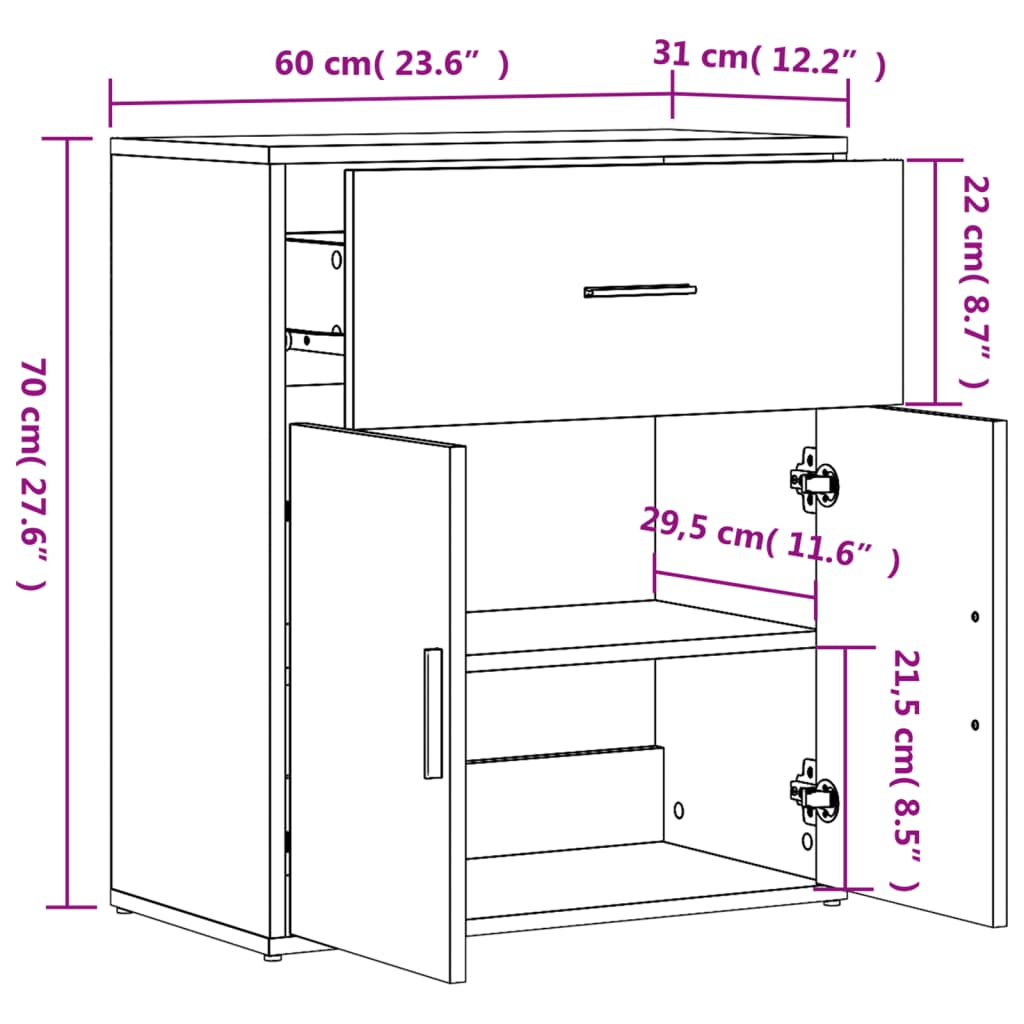 Image Buffets 2 pcs blanc 60x31x70 cm bois d'ingénierie | Xios Store SNC vidaXL Xios Store SNC