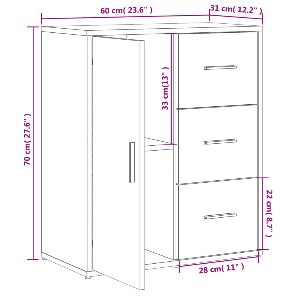 Image Buffets 2 pcs sonoma gris 60x31x70 cm bois d'ingénierie | Xios Store SNC vidaXL Xios Store SNC