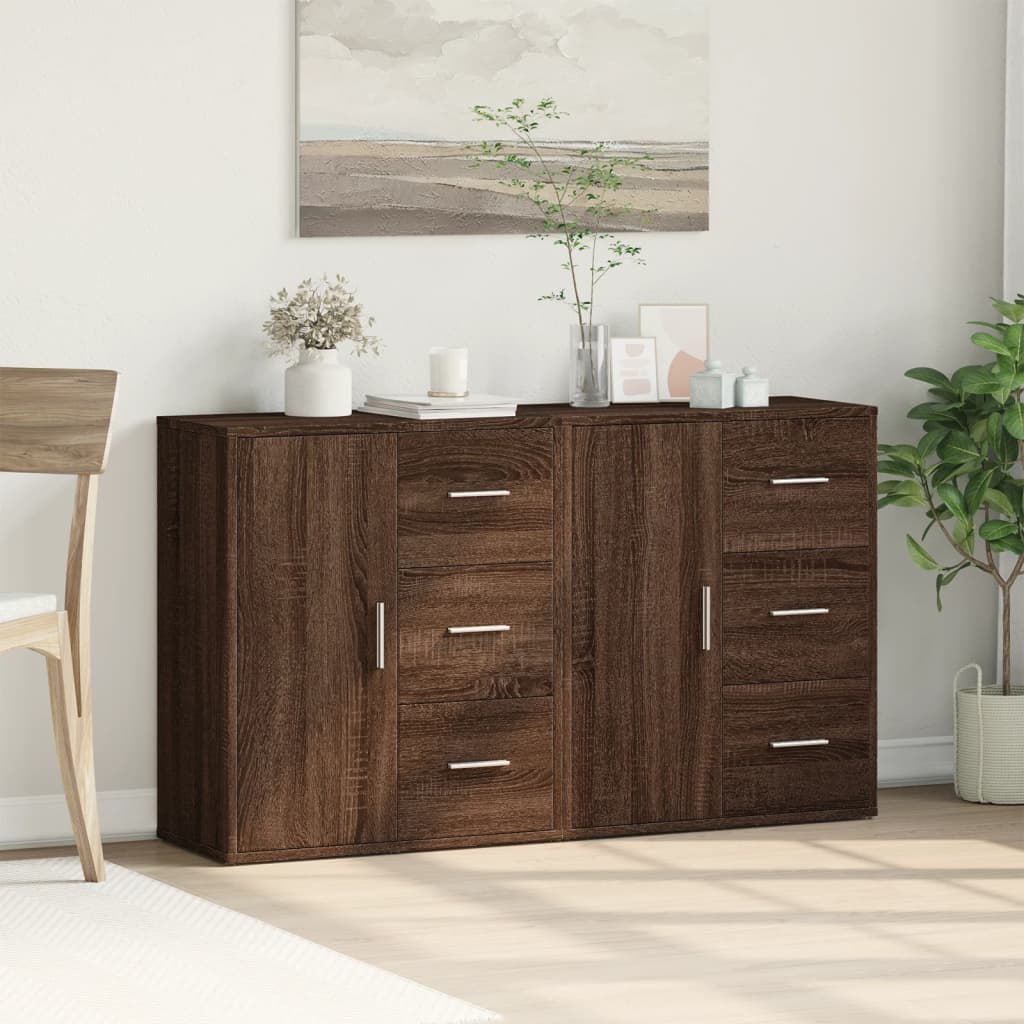 Image Buffets 2 pcs chêne marron 60x31x70 cm bois d'ingénierie | Xios Store SNC vidaXL Xios Store SNC