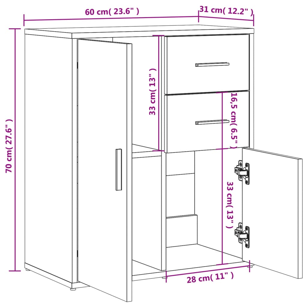 Image Buffets 2 pcs noir 60x31x70 cm bois d'ingénierie | Xios Store SNC vidaXL Xios Store SNC