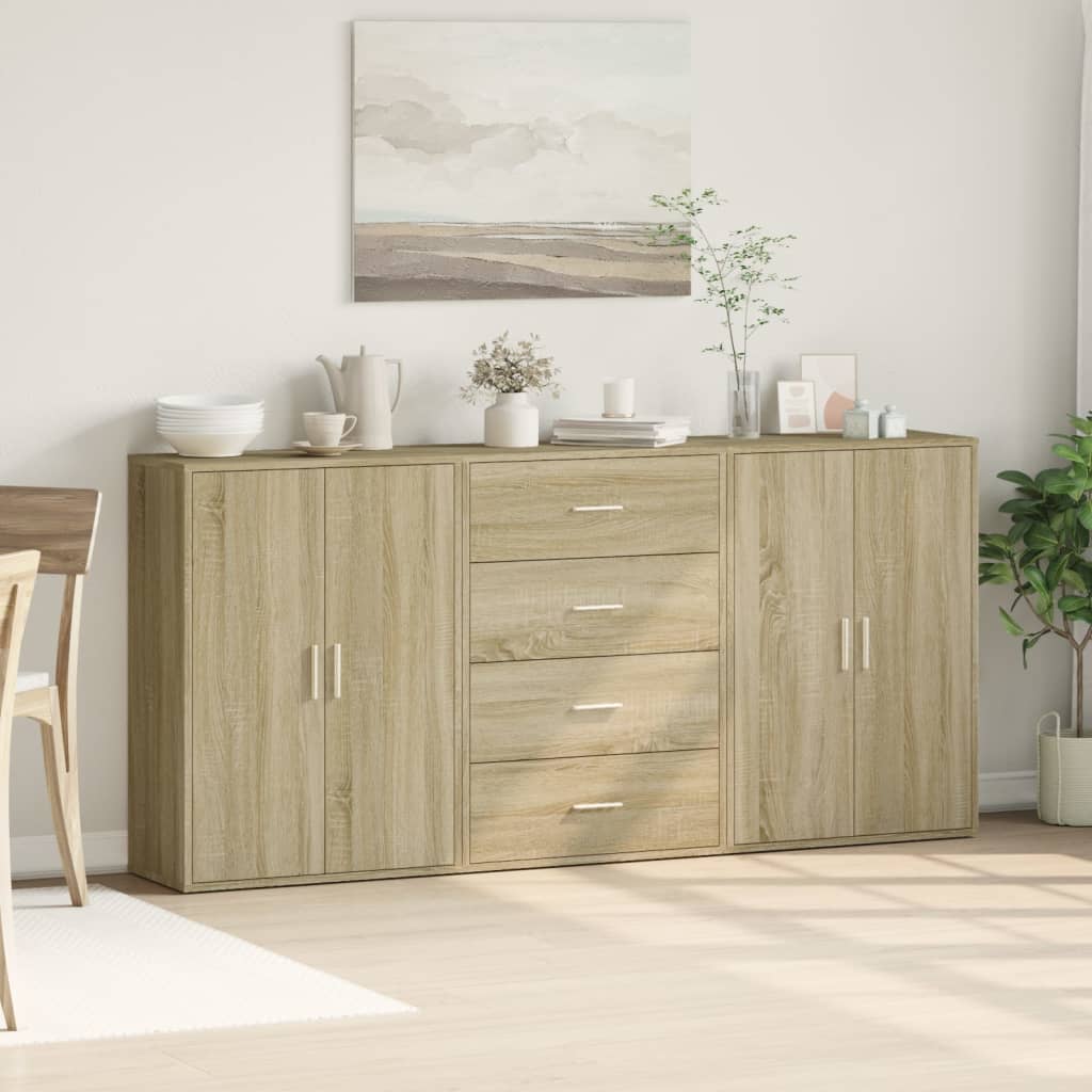 Image Buffets 3 pcs chêne sonoma 60x31x84 cm bois d'ingénierie | Xios Store SNC vidaXL Xios Store SNC