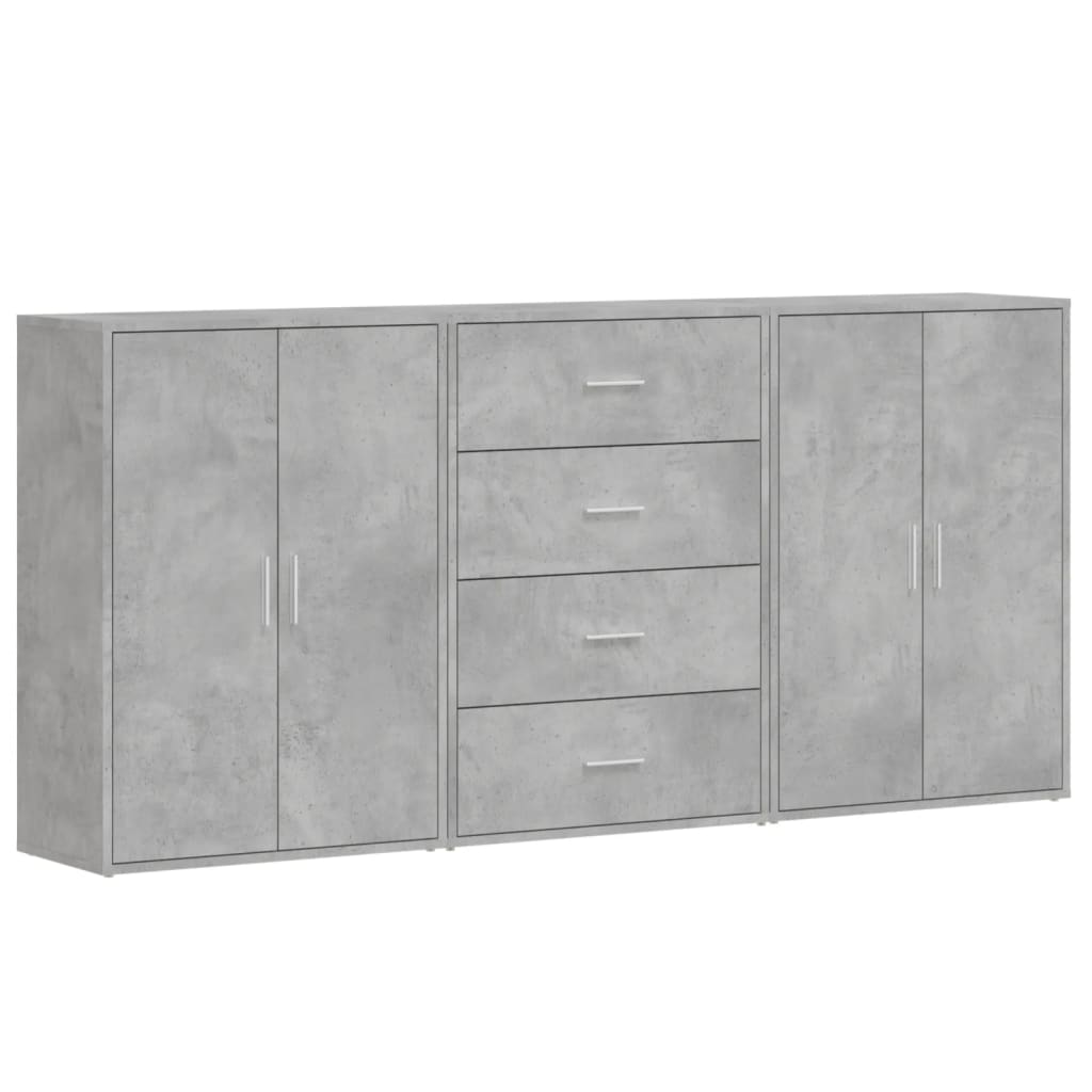 Image Buffets 3 pcs gris béton 60x31x84 cm bois d'ingénierie | Xios Store SNC vidaXL Xios Store SNC