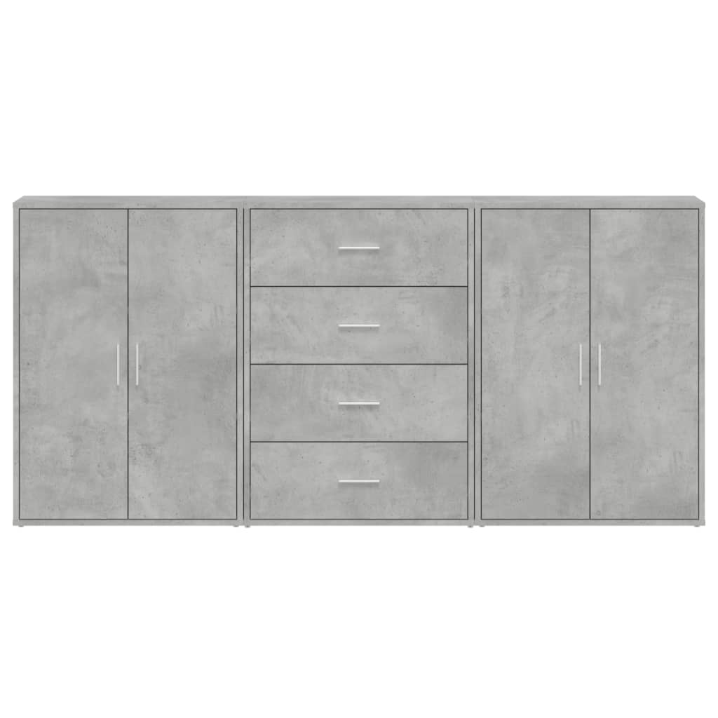 Image Buffets 3 pcs gris béton 60x31x84 cm bois d'ingénierie | Xios Store SNC vidaXL Xios Store SNC