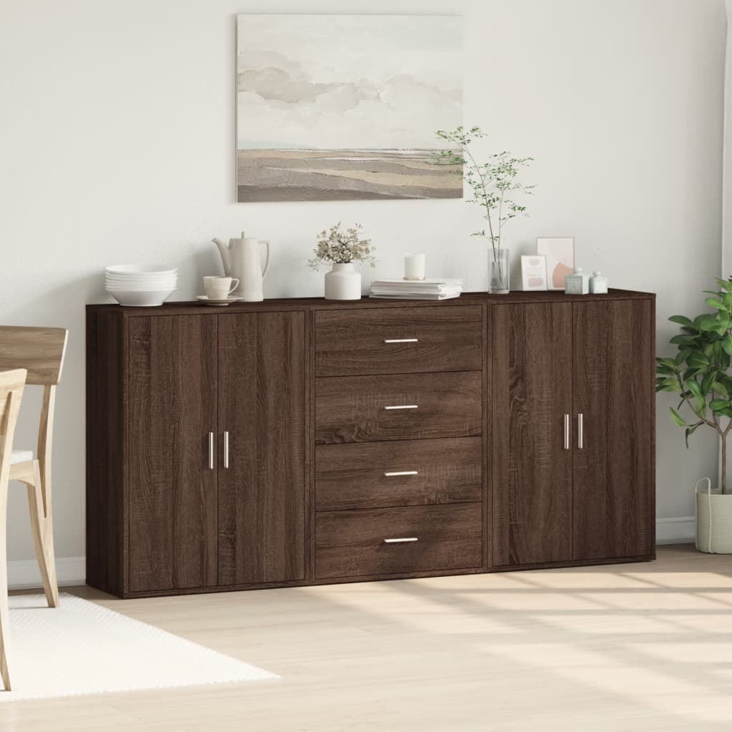 Image Buffets 3 pcs chêne marron 60x31x84 cm bois d'ingénierie | Xios Store SNC vidaXL Xios Store SNC