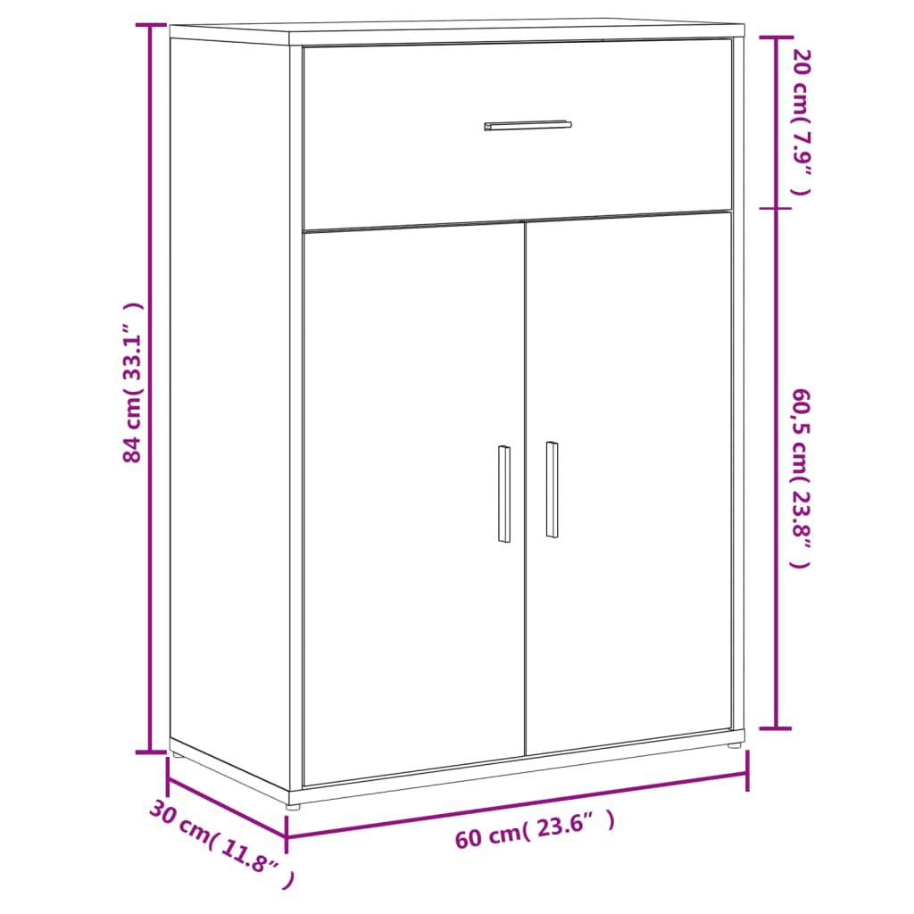 Image Buffets 2 pcs chêne sonoma 60x30x84 cm bois d'ingénierie | Xios Store SNC vidaXL Xios Store SNC