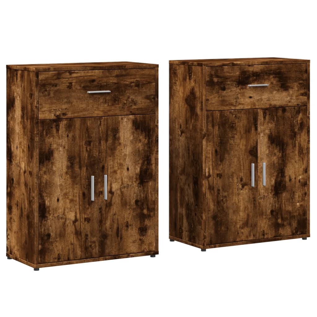 Image Buffets 2 pcs chêne fumé 60x30x84 cm bois d'ingénierie | Xios Store SNC vidaXL Xios Store SNC