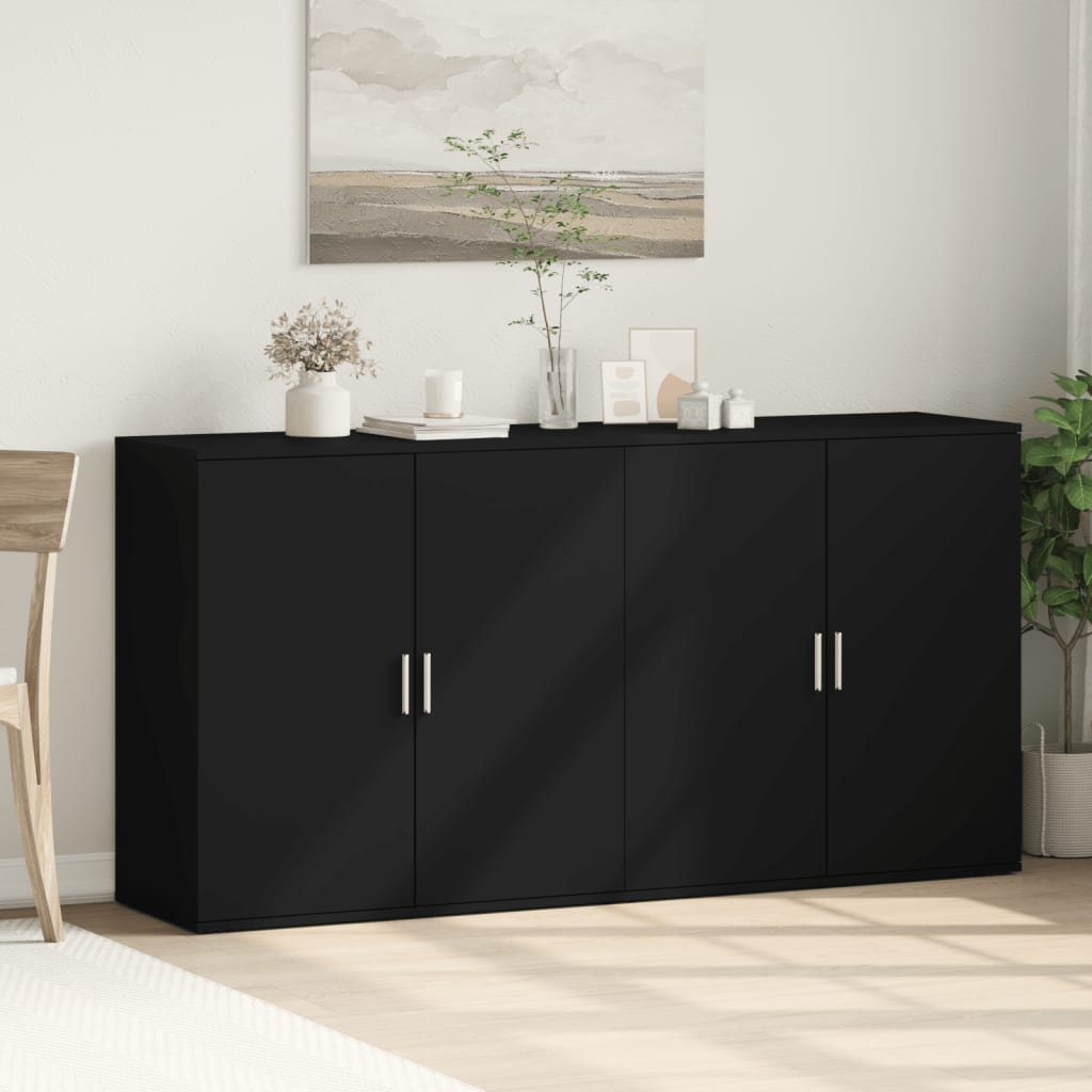 Image Buffets 2 pcs noir 79x38x80 cm bois d'ingénierie | Xios Store SNC vidaXL Xios Store SNC