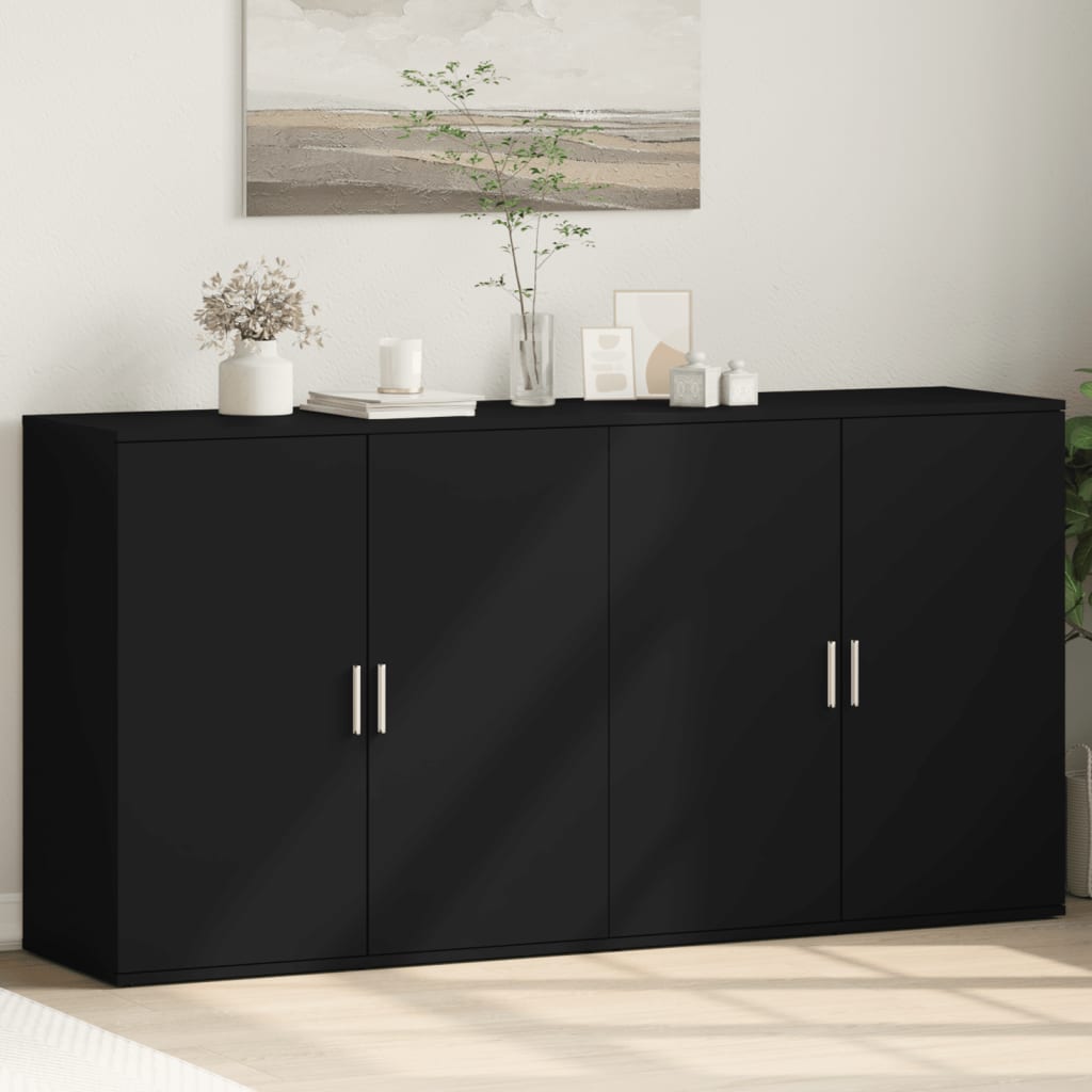 Image Buffets 2 pcs noir 79x38x80 cm bois d'ingénierie | Xios Store SNC vidaXL Xios Store SNC