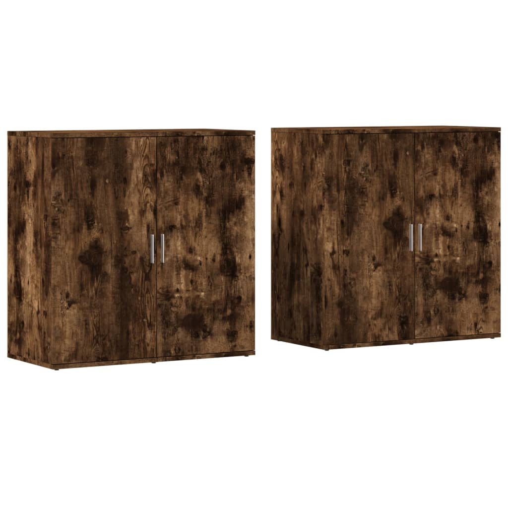 Image Buffets 2 pcs chêne fumé 79x38x80 cm bois d'ingénierie | Xios Store SNC vidaXL Xios Store SNC