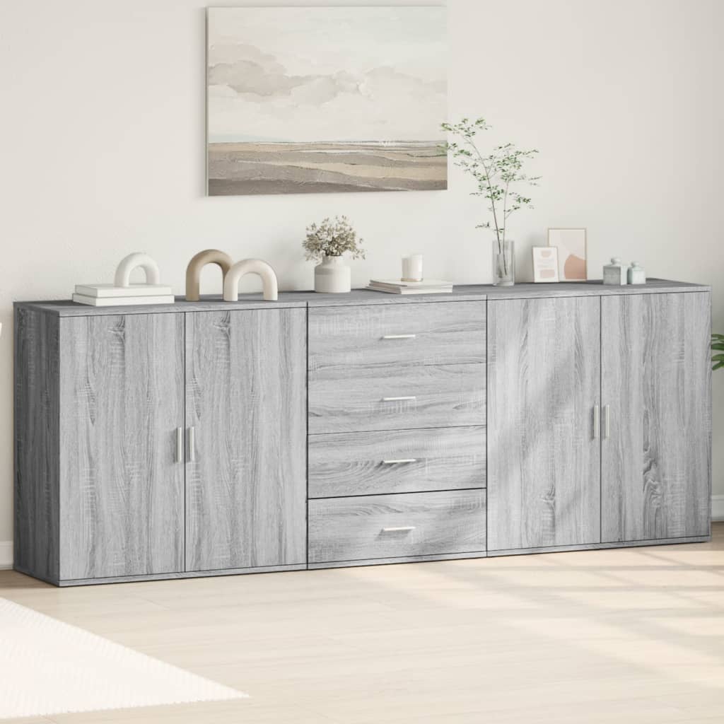 Image Buffets 3 pcs Sonoma gris Bois d'ingénierie | Xios Store SNC vidaXL Xios Store SNC