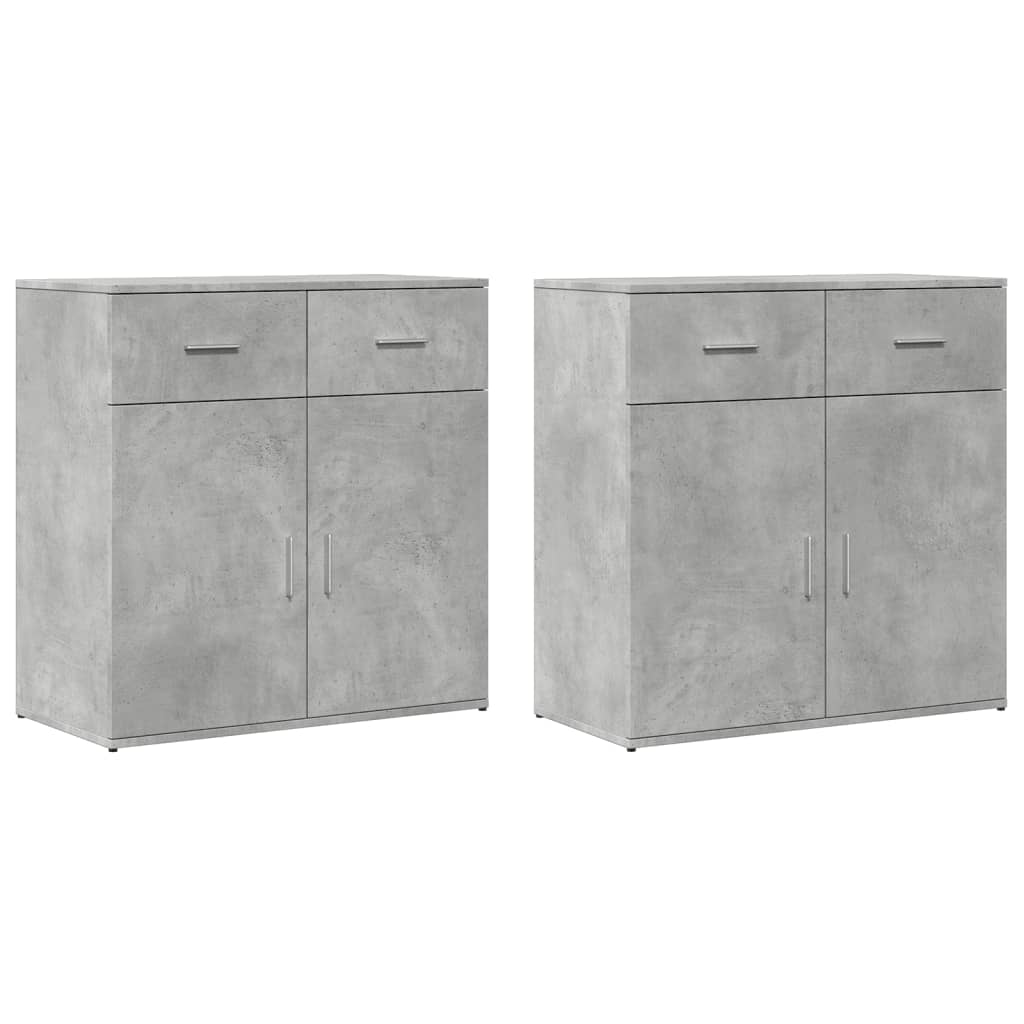 Image Buffets 2 pcs gris béton 79x38x80 cm bois d'ingénierie | Xios Store SNC vidaXL Xios Store SNC