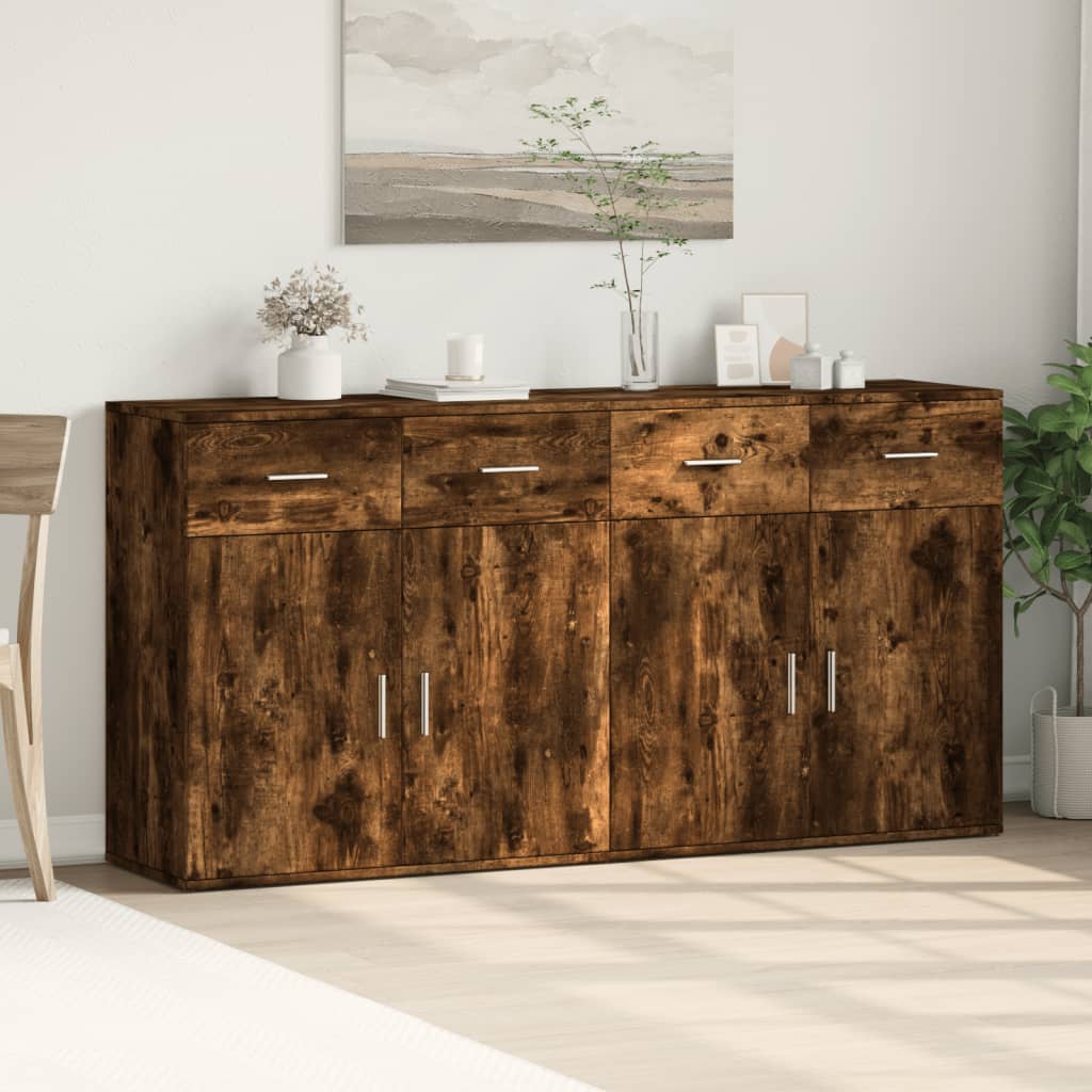 Image Buffets 2 pcs chêne fumé 79x38x80 cm bois d'ingénierie | Xios Store SNC vidaXL Xios Store SNC