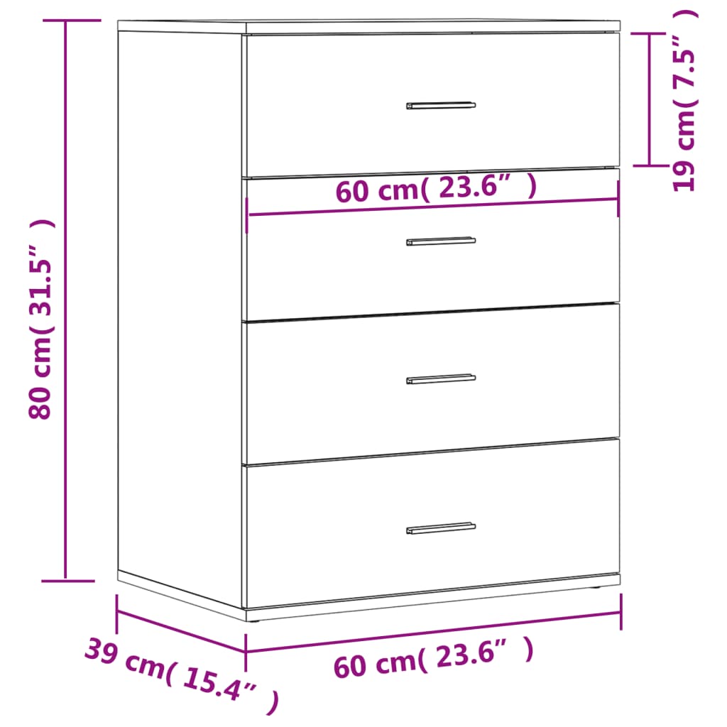 Image Buffets 2 pcs sonoma gris 60x39x80 cm bois d'ingénierie | Xios Store SNC vidaXL Xios Store SNC