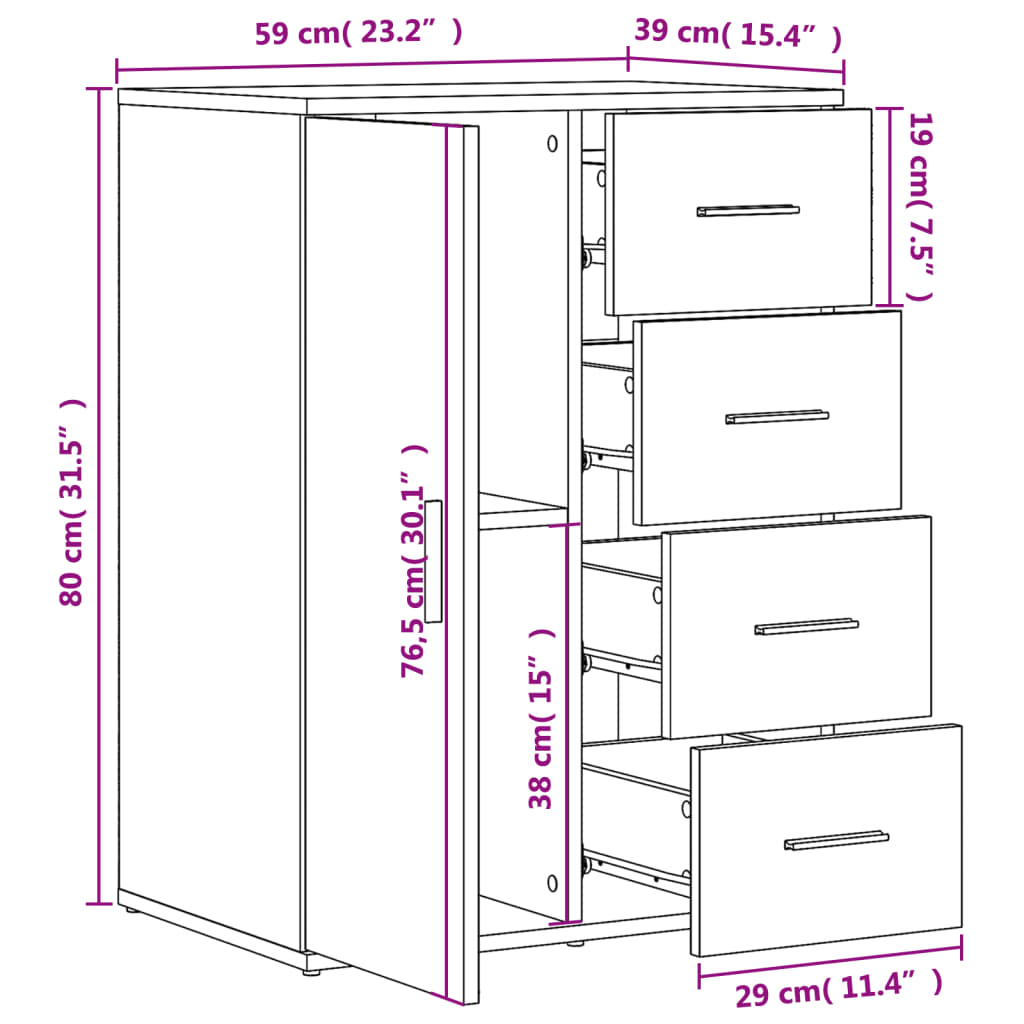 Buffets 2 pcs blanc 59x39x80 cm bois d'ingénierie - Xios Store SNC