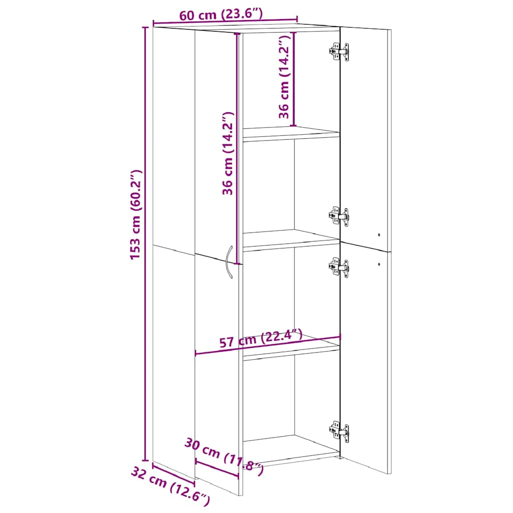 Armoire de classement chêne marron 60x32x153 cm bois ingénierie Classeur à tiroirs vidaXL